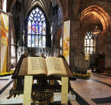 St Giles Church,  Edinburgh - Prayer Book + Windows on the north wall of the church 