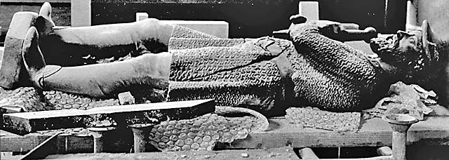 One of the statues on the Scott Monument - photographed during restoration of the monument