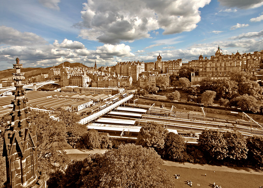 View from the Scott Monument, looking South towards Edinburgh Old Town  -  August 2009