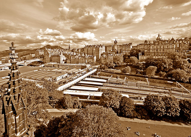 View from the Scott Monument, looking South towards Edinburgh Old Town  -  August 2009