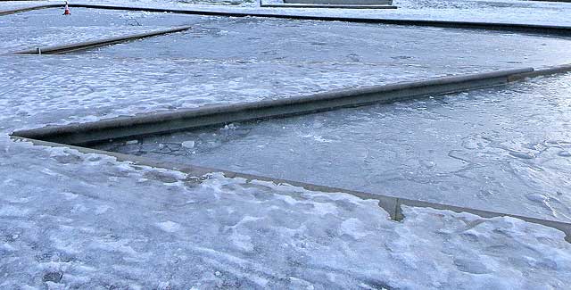 Ice on the shallow ponds outside the Scottish Parliament - December 2009
