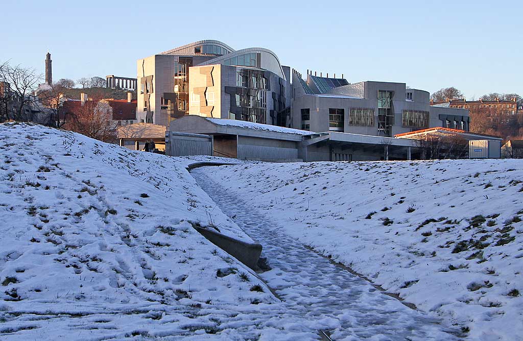 The Scottish Parliament and Calton Hill  -  December 2009