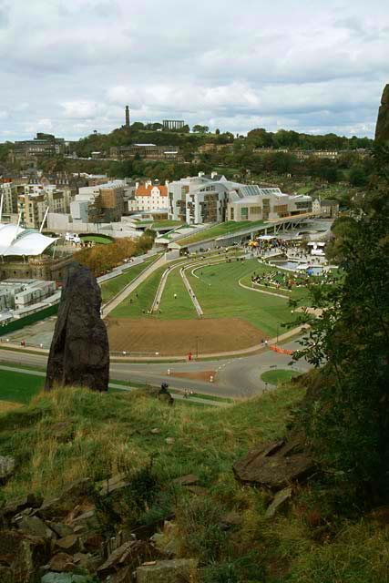 Looking down on the new Scottish Parliament Building on the day of the Official Opening  -  9 October 2004