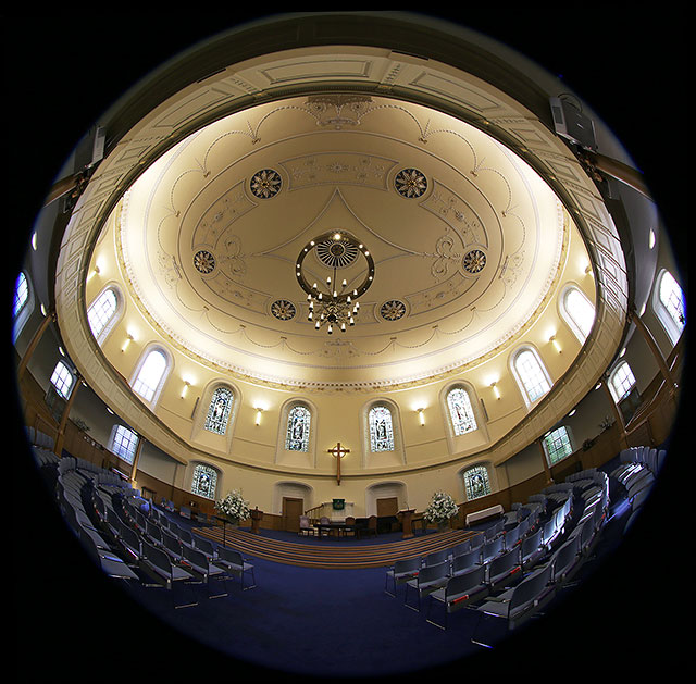 Fisheye view:  Church Interior,  St Andrew's and St George's West Church, George Street, Edinburgh