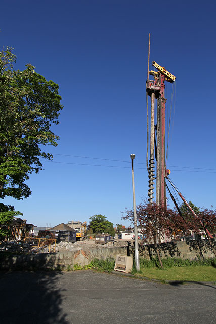 St Columba's Hospice  -  Piling work -  View from the west, May 2012