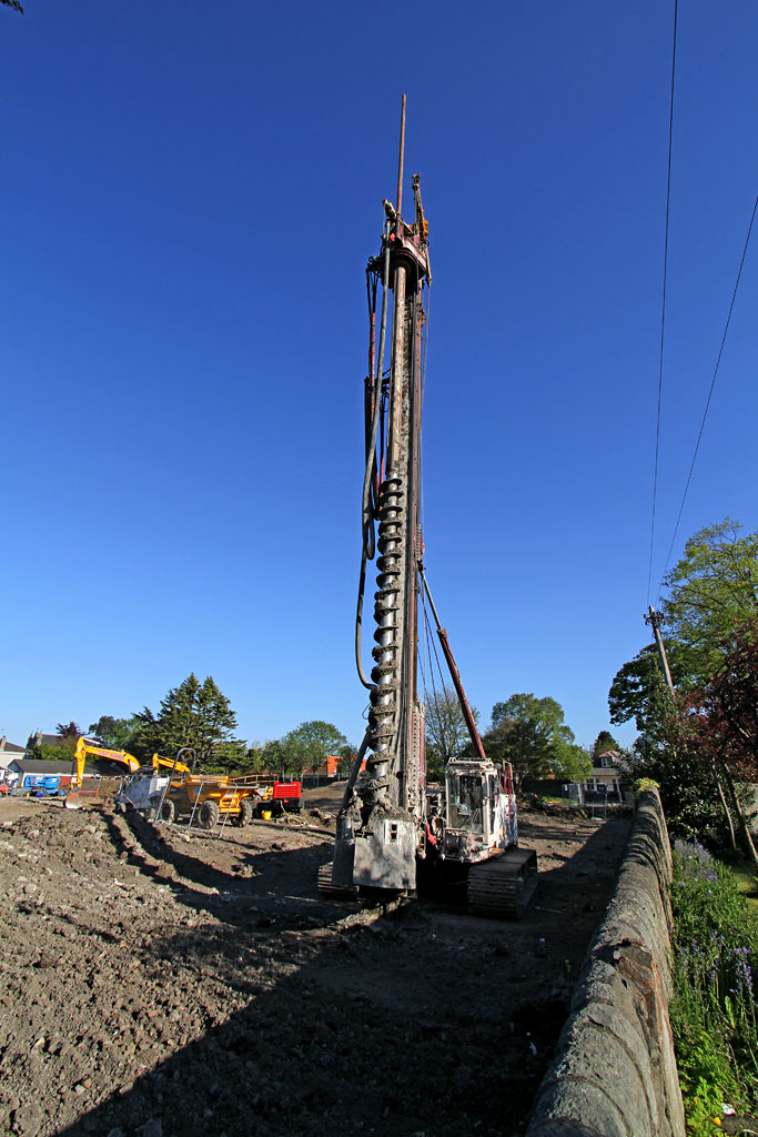 St Columba's Hospice  -  Piling work -  looking SSE across the site, May 2012