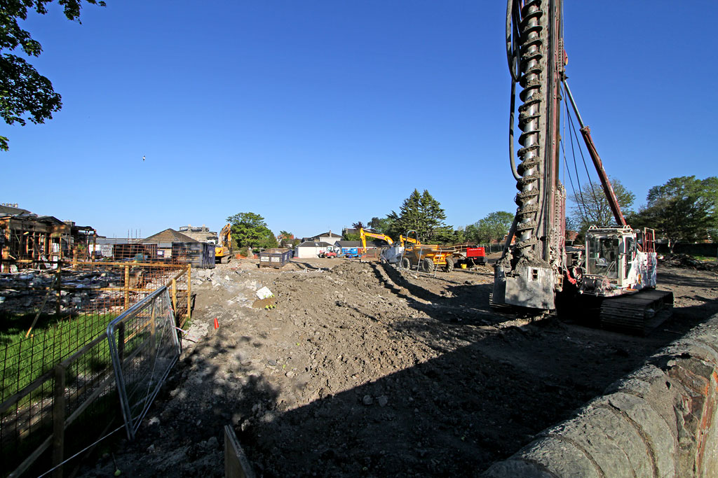 St Columba's Hospice  -  Piling work -  looking SE across the site, May 2012