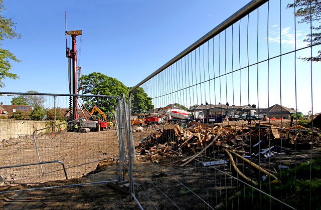 St Columba's Hospice  -  Piling work -  View from the south, May 2012