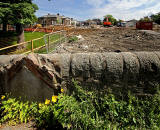 St Columba's Hospice  - Piling work complete and demolition almost complete.  The view opens up to show the C19 Challenger Lodge building, June 2012