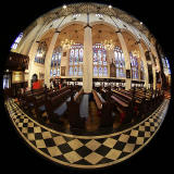 St John's Church, Edinburgh West End, looking north  -  Photo taken with a fisheye lens  -  December 2014