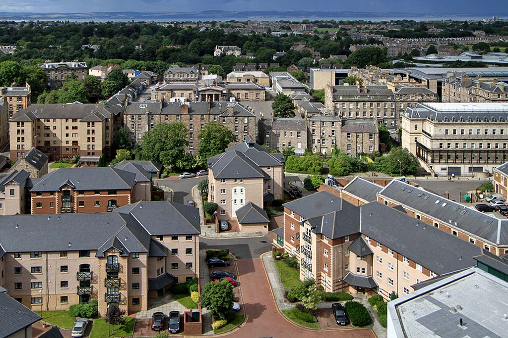 View from the roof of St Stephen's Church, looking to the south towards Ediburgh Castle