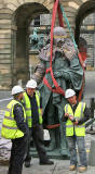 Installation of Statue of Adam Smith, beside the Mercat Cross in the Royal Mile  -  June 30, 2008