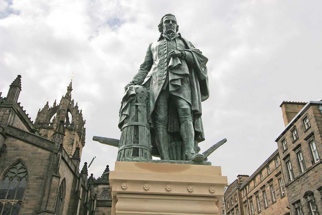 Statue of Adam Smith, beside the Mercat Cross in the Royal Mile  -  July 4, 2008