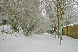 The Water of Leith Walkway, built on the course of the Edinburgh to Balerno Railway, at Upper Spylaw Mill, near Colinton