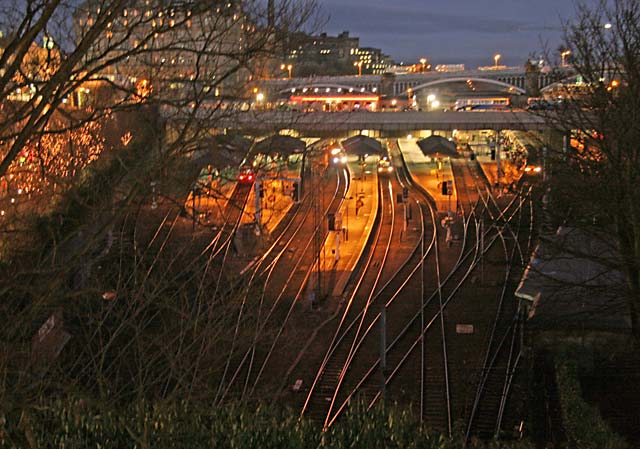 Edinburgh, Christmas 2005  -  Waverley Station -  view from East Princes Street Gardens in beside the National Gallery of Scotland