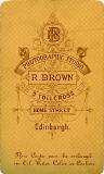 Richard Stuart Brown  -  Back of Carte de Visite No 5  -  Studio at 2 Tollcross