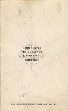 Carte de Visite by John Center  -  1 (back)