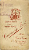 The back of a carte de visite by Cumming Brothers, ahowing a rubber stamp impression bearing the name J D Cumming.