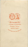 Back of a carte de visite by Adam Diston  -  1871-76  -  four men and a hat