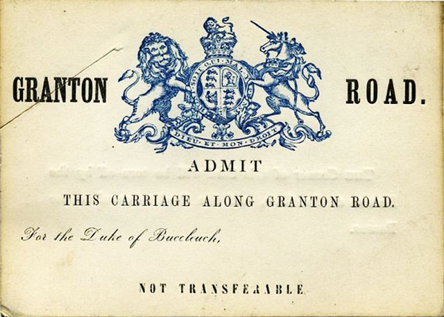 Pass from the Duke of Buccleuch, allowing a carriage to pass along Granton Road