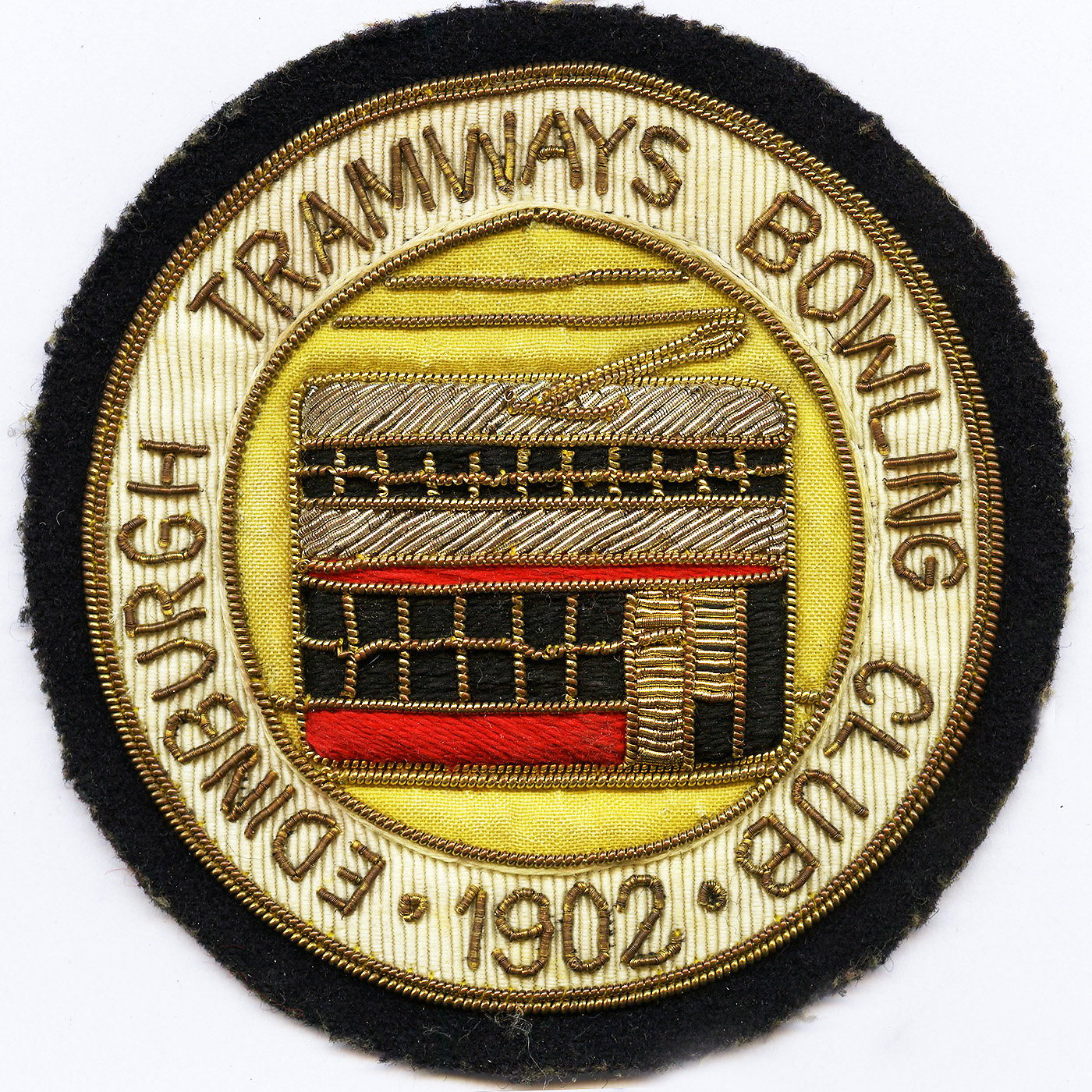 Edinburgh Tramways Bowling Club - 1902.  Embroidered badge