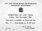 Tram Ticket  -  The Last Tram, 1956
