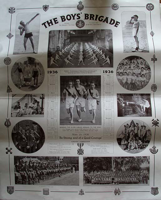 Boys' Brigade Calendar -  1936