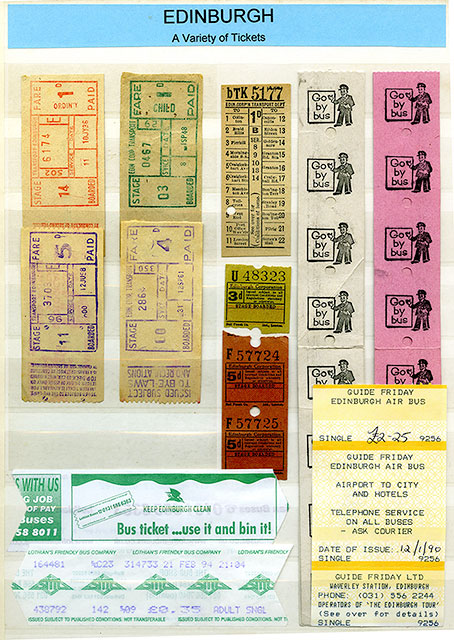 A selection of Edinburegh Bus + Tram Tickets - 1928 to 1990s