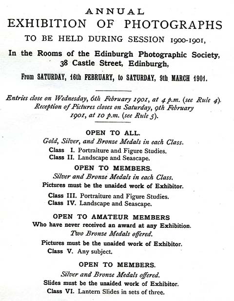 EPS Exhibition - February 1901 - Classes and Medals