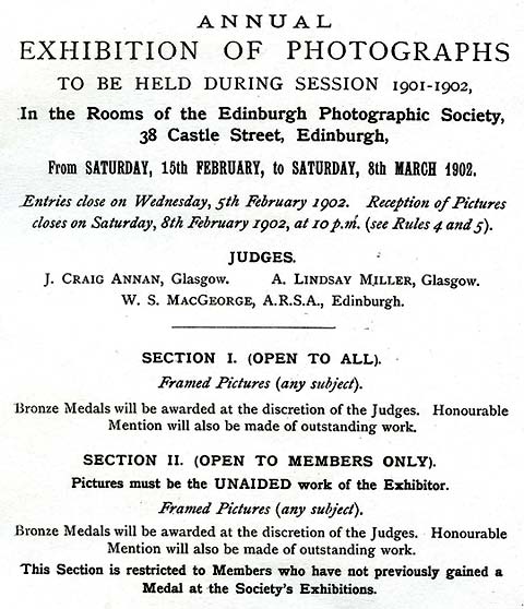 EPS Exhibition  -  February 1902  -  Classes and Medals