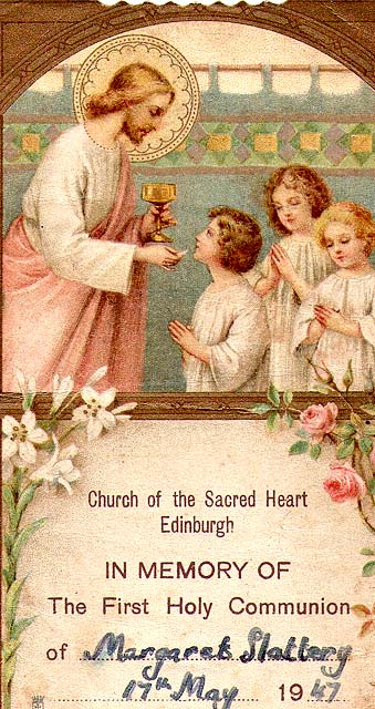 First Holy Communion, Holy Picture  -  Churech of the Sacred Heart, 1947