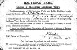 License to PHotograph Landscape Views in Holyrood Park  -  1922