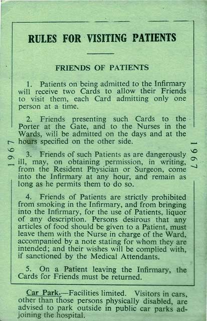 Royal Infirmary of Edinburgh - Visiting Card, 1967