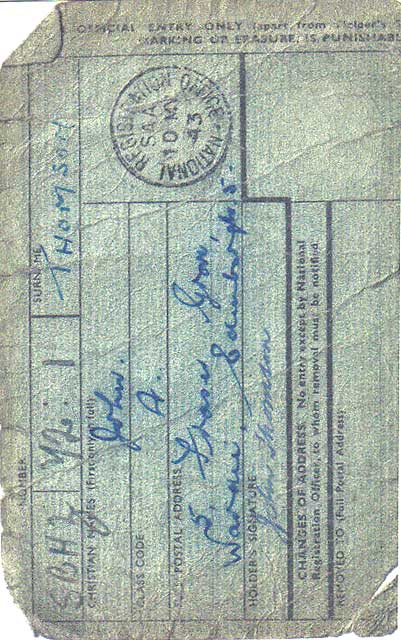 National Registration Identity Card, 1943