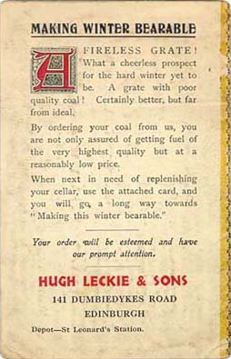 Hugh Leckie & Sons, Coal Merchants, St Leonards, Edinburgh