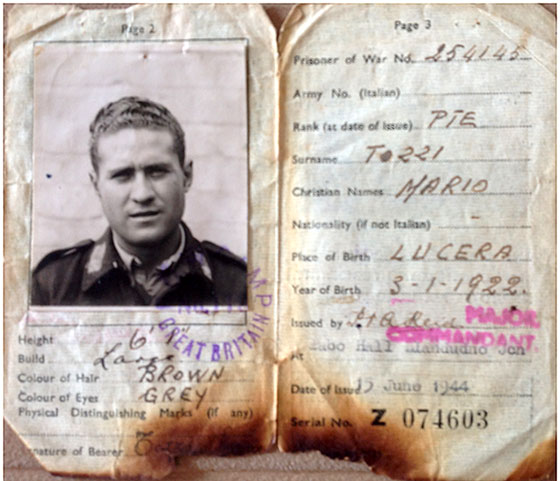 Mario Tozzi's Identity Document - Used at Prisoner of War Camp, Dalmahoy, Edinburgh - Pages 2 + 3