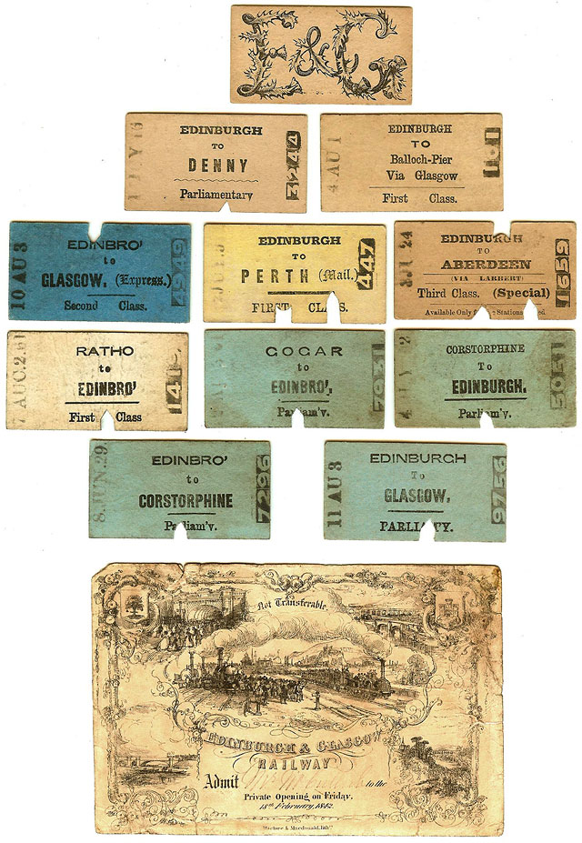Old Railway Tickets  -  Edinburgh & Glasgow Railway