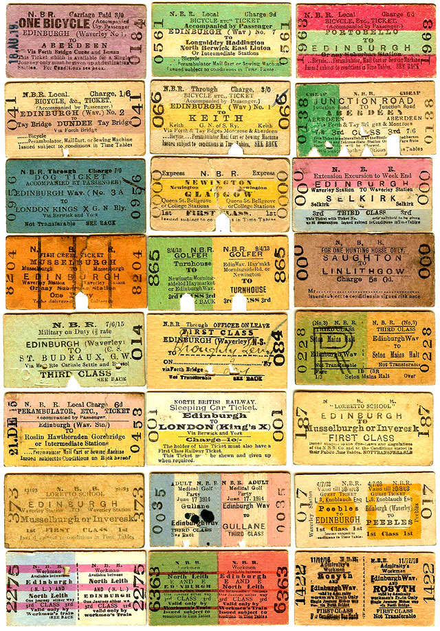 Old Railway Tickets  -  North British Railway Style