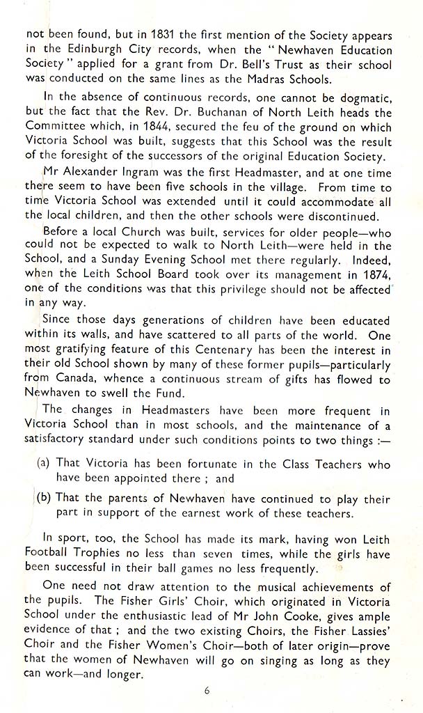 Newhaven Primary School  -  Centenary Leaflet, 1944