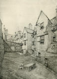 Old Houses in Edinburgh  -  Drawing by Bruce J Home  -  Back of Bakehouse Close