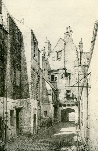 Old Houses in Edinburgh  -  Drawing by Bruce J Home  -  Huntly House