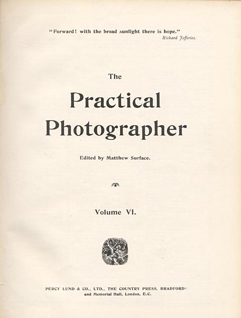 Photographic Journals  -  The Practical Photographer   -  1895  -  Title Page