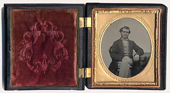 Union Case - Inside showing velvet lining and ambrotype photo.