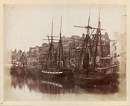 Photograph from the Edinburgh Calotype Club album  -  Volume 2, Page 65  -  Boats Moored at Leith