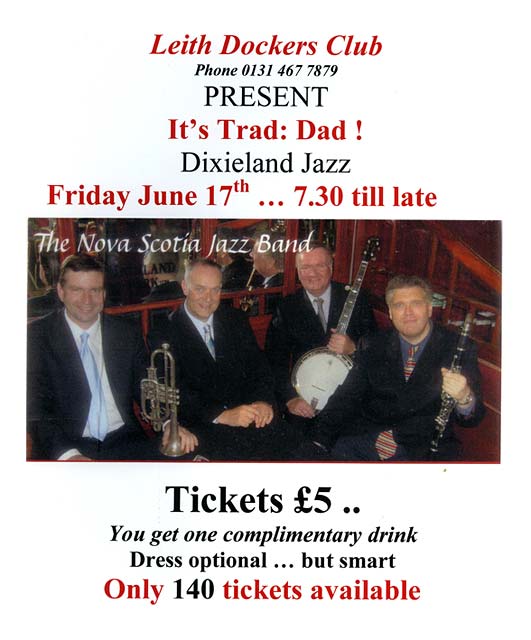 Poster  -  Jazz Evening at Leith Dockers Club  -  June 17, 2011