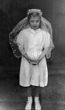 Margaret Hay, dressed for her First Communion at Sacred Heart Church, Edinburgh, in 1947