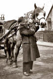 Mick Callaghan on his milk round - probably somewhere around Whitson, Edinburgh  -  When?