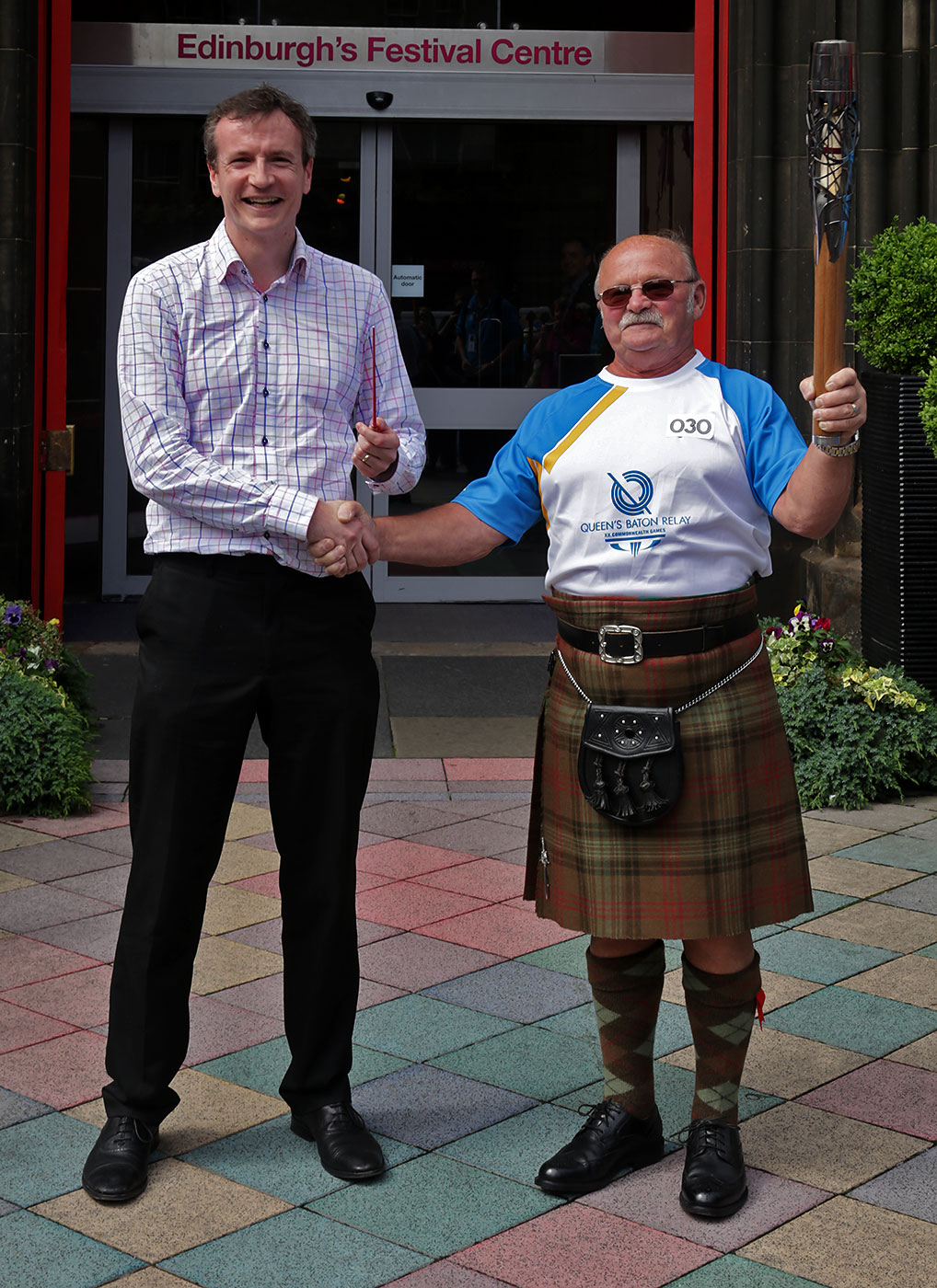 The Queen's Baton at West Princes Street tram stop in Shandwick Place