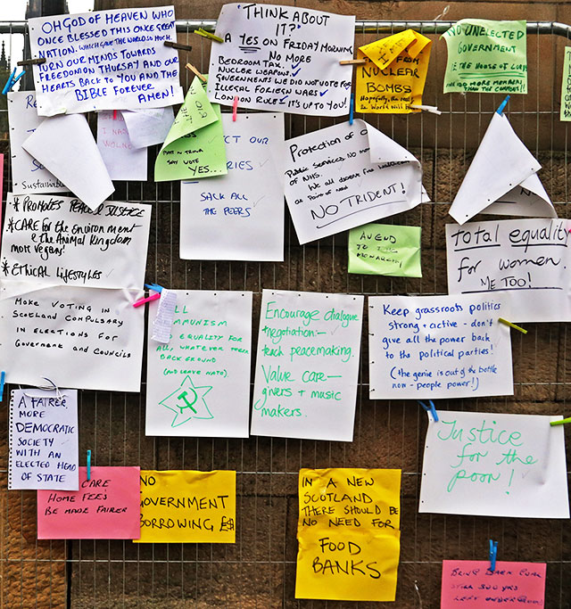 Photos taken in Edinburgh on voting day in the  Scottish Indepemdence Referendum on 18 September 2014  -  The Mound Precinct