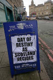 Photos taken in Edinburgh on voting day in the  Scottish Indepemdence Referendum on 18 September 2014  -  Newspaper Placard